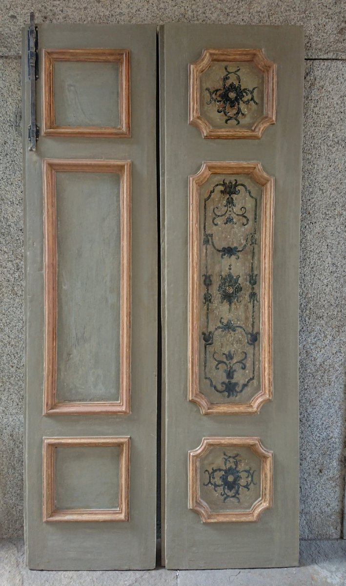 Pair Of Neapolitan Doors Painted XVIIth Century-photo-4