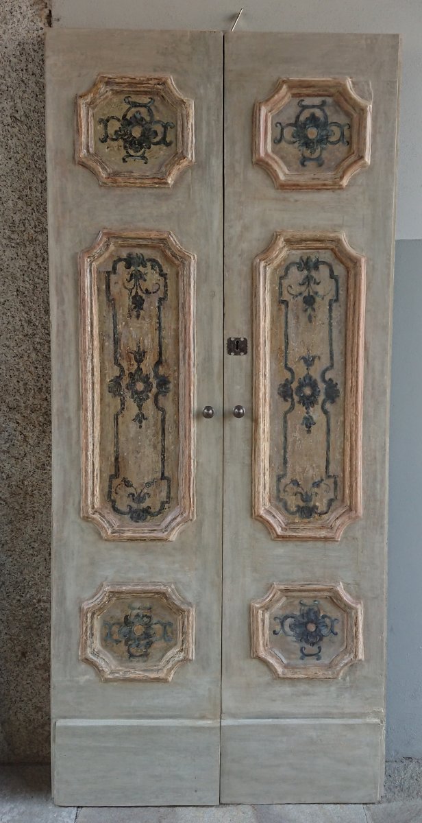Pair Of Neapolitan Doors Painted XVIIth Century-photo-1