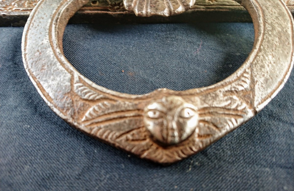 Verrou Anthropomorphe En Fer Forgé Et Ciselé XVIe Siècle-photo-3