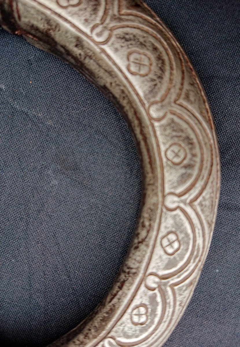 Anthropomorphic Wrought Iron Door Knocker, Engraved And Carved-photo-1