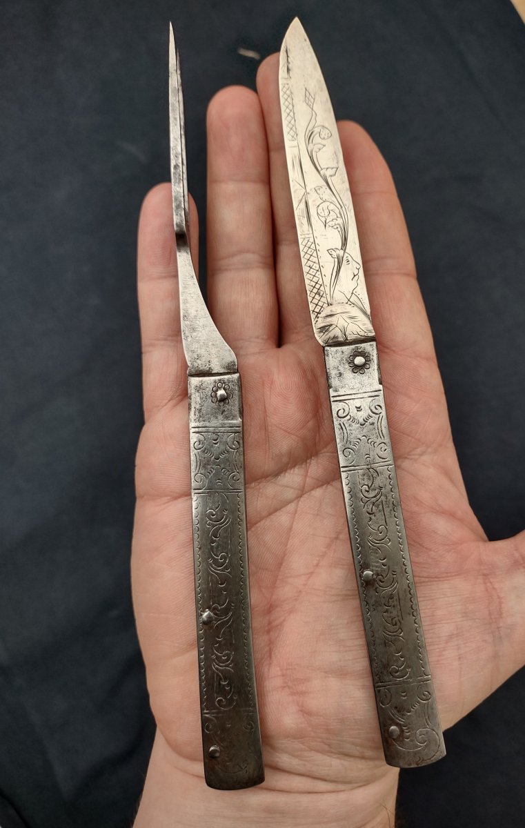 Set De Couteau Et Forchette En Fer Et Argent-photo-2