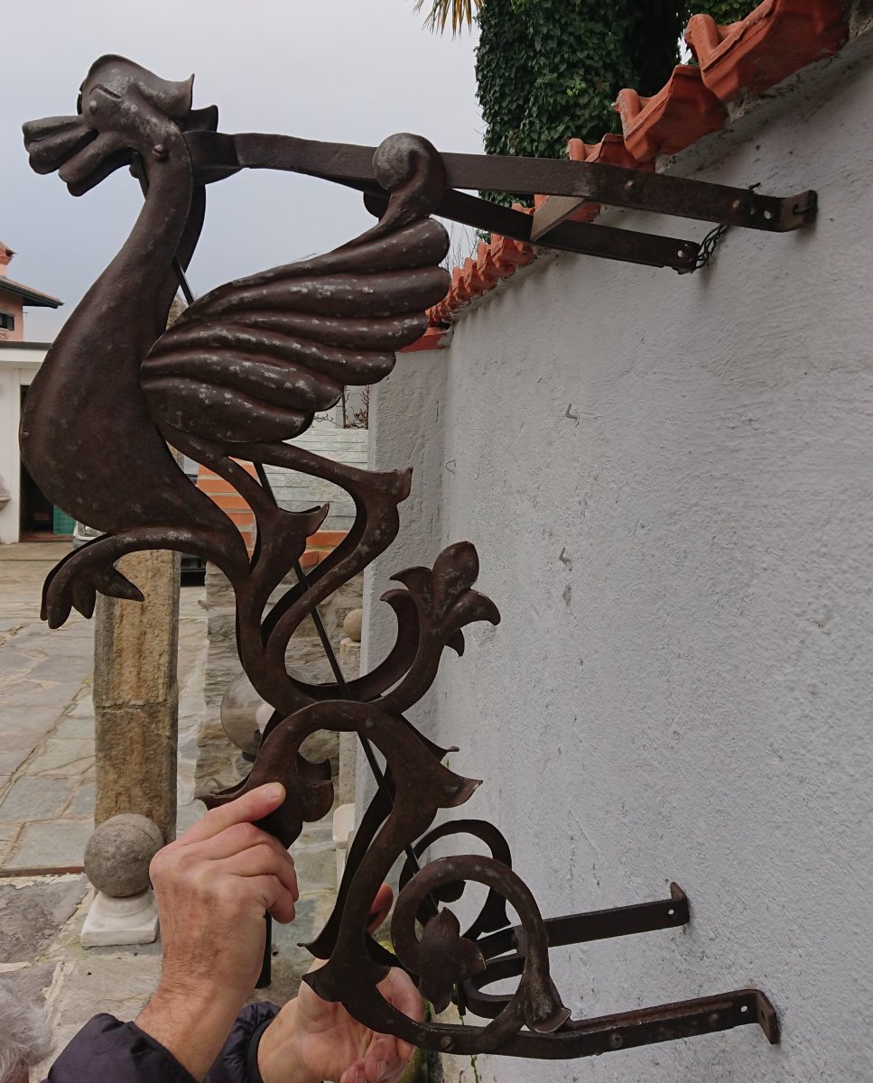 Zoomorphic Wrought Iron Flag Holder-photo-4