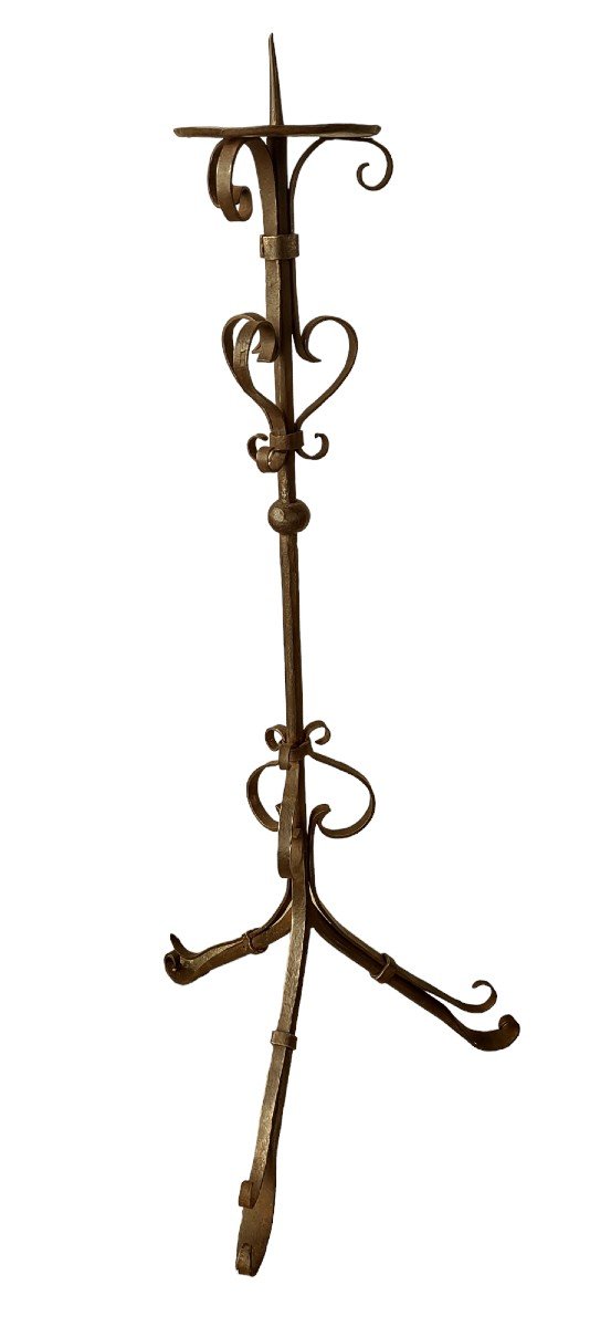 Seventeenth Century Wrought Iron Candle Pique Cm 97