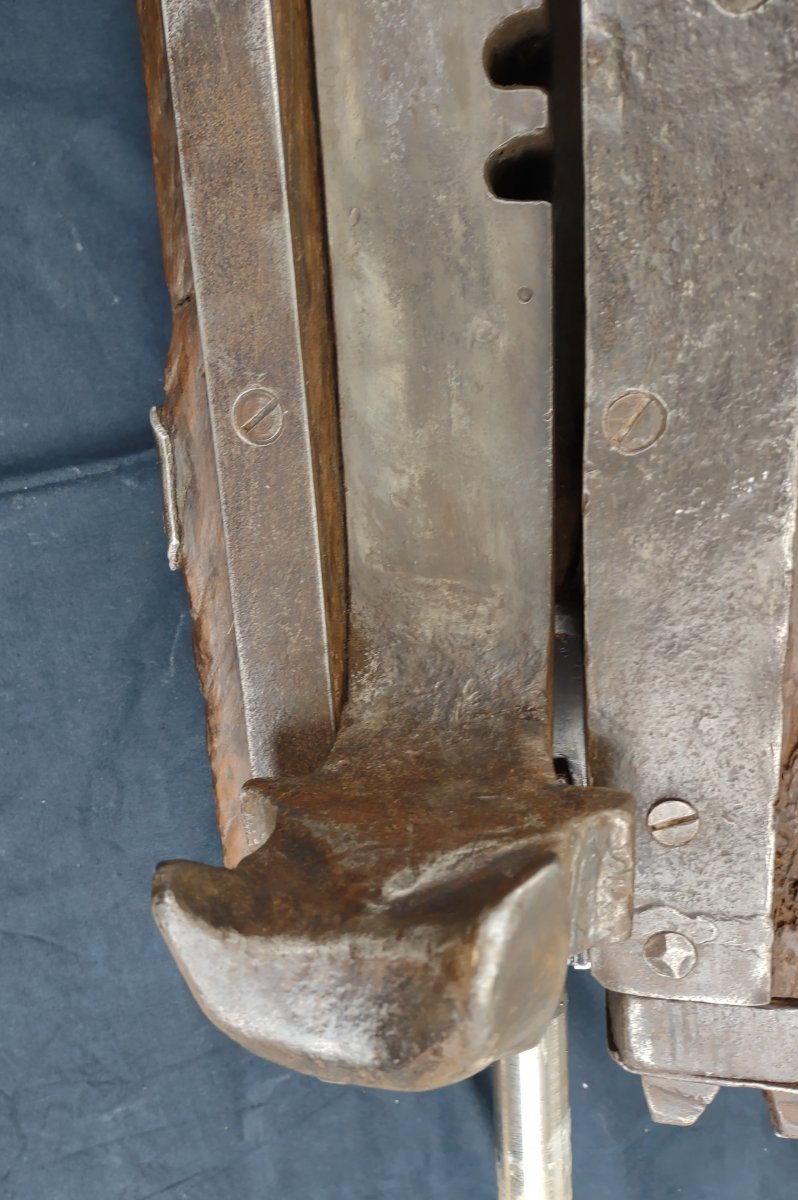 Ancien Cric En Bois Et Fer Forgé XIXe Siècle-photo-3