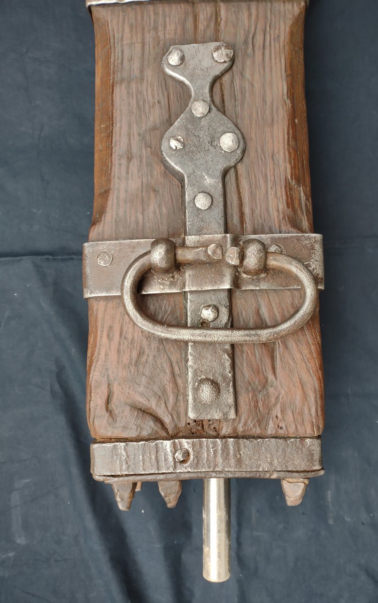 Ancien Cric En Bois Et Fer Forgé XIXe Siècle-photo-4
