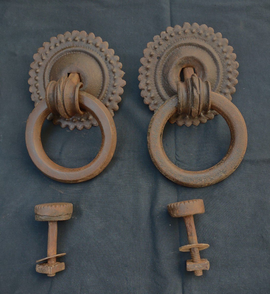 Pair Of Large Italian Wrought Iron Knockers 17th Century