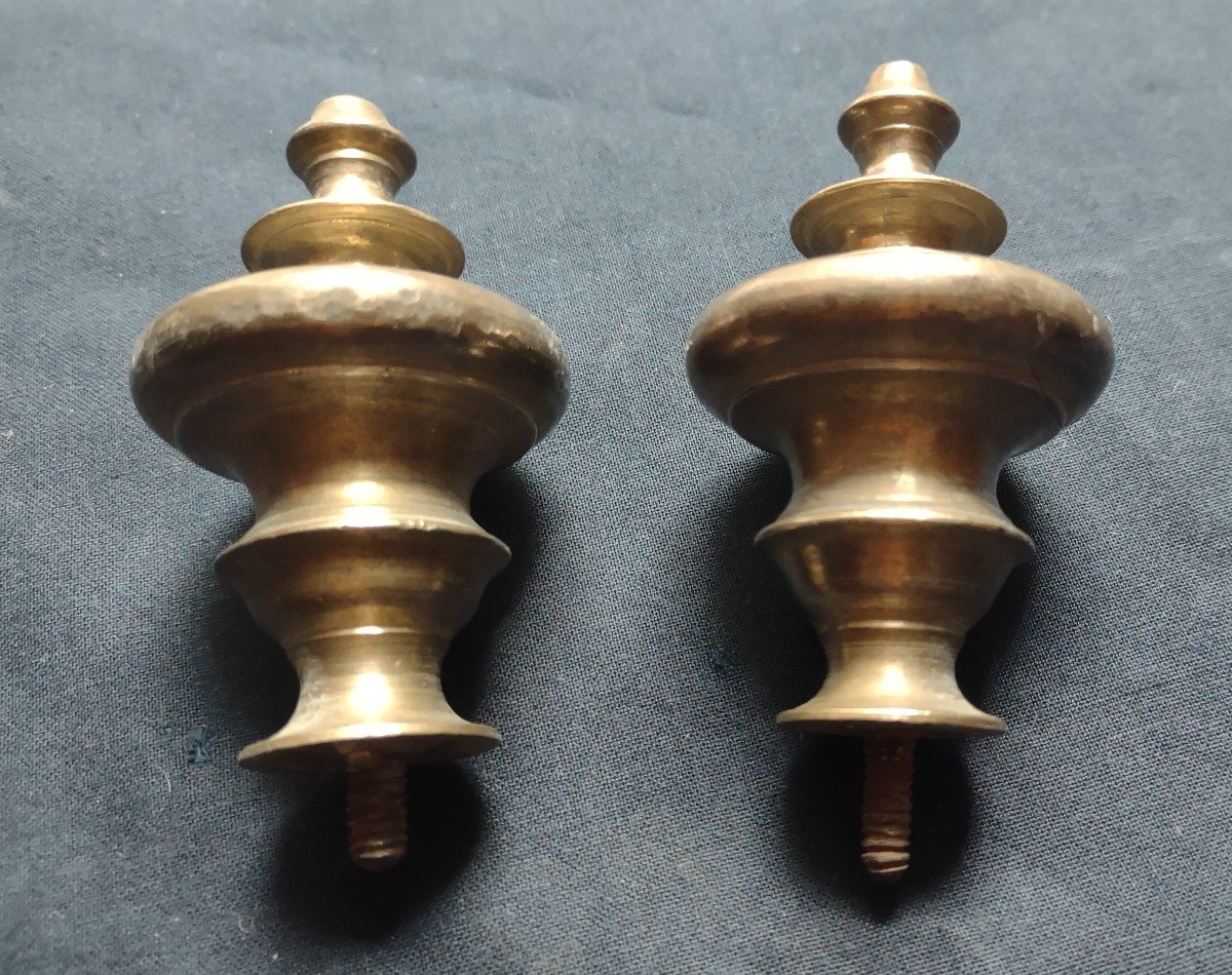 Paire De Boutons En Bronze Doré XVIIIe Siècle-photo-6