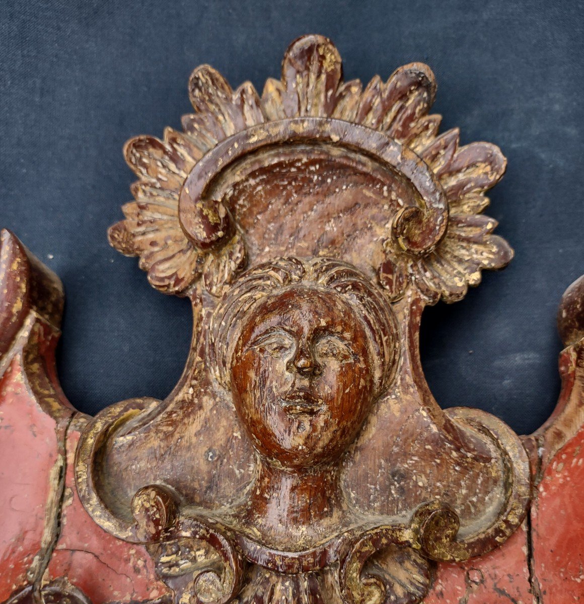 Miroir De Table  En Bois Sculpté, Laqué Et Doré Siècle XVIIIe-photo-4