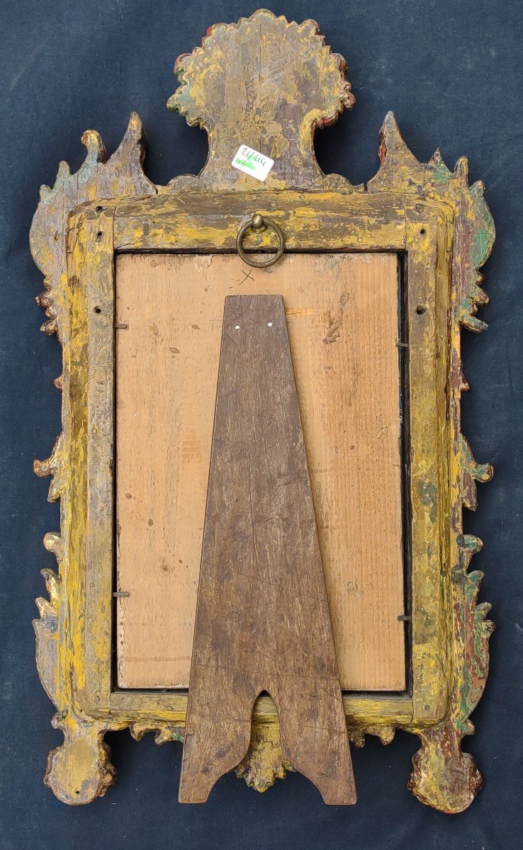 Miroir De Table  En Bois Sculpté, Laqué Et Doré Siècle XVIIIe-photo-2