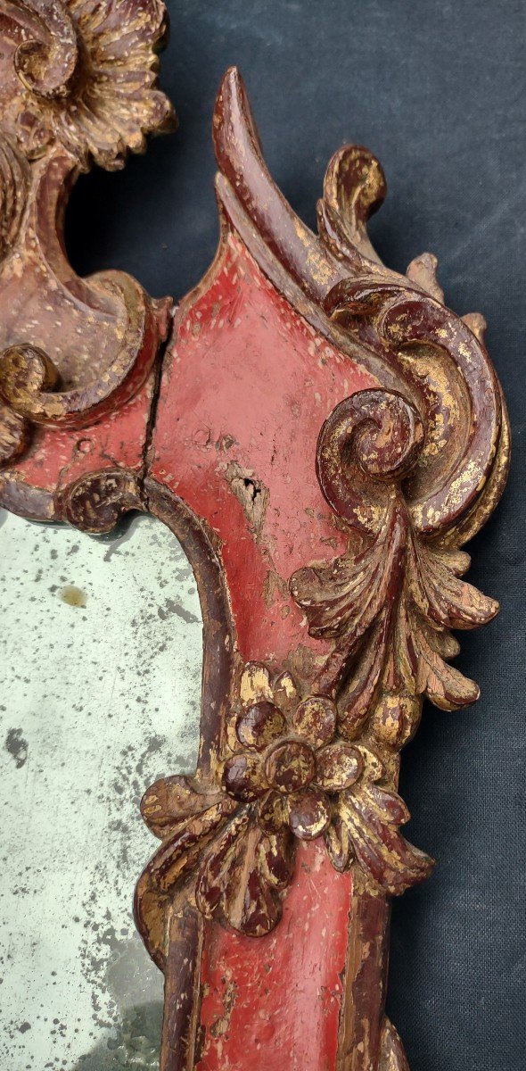 Miroir De Table  En Bois Sculpté, Laqué Et Doré Siècle XVIIIe-photo-3