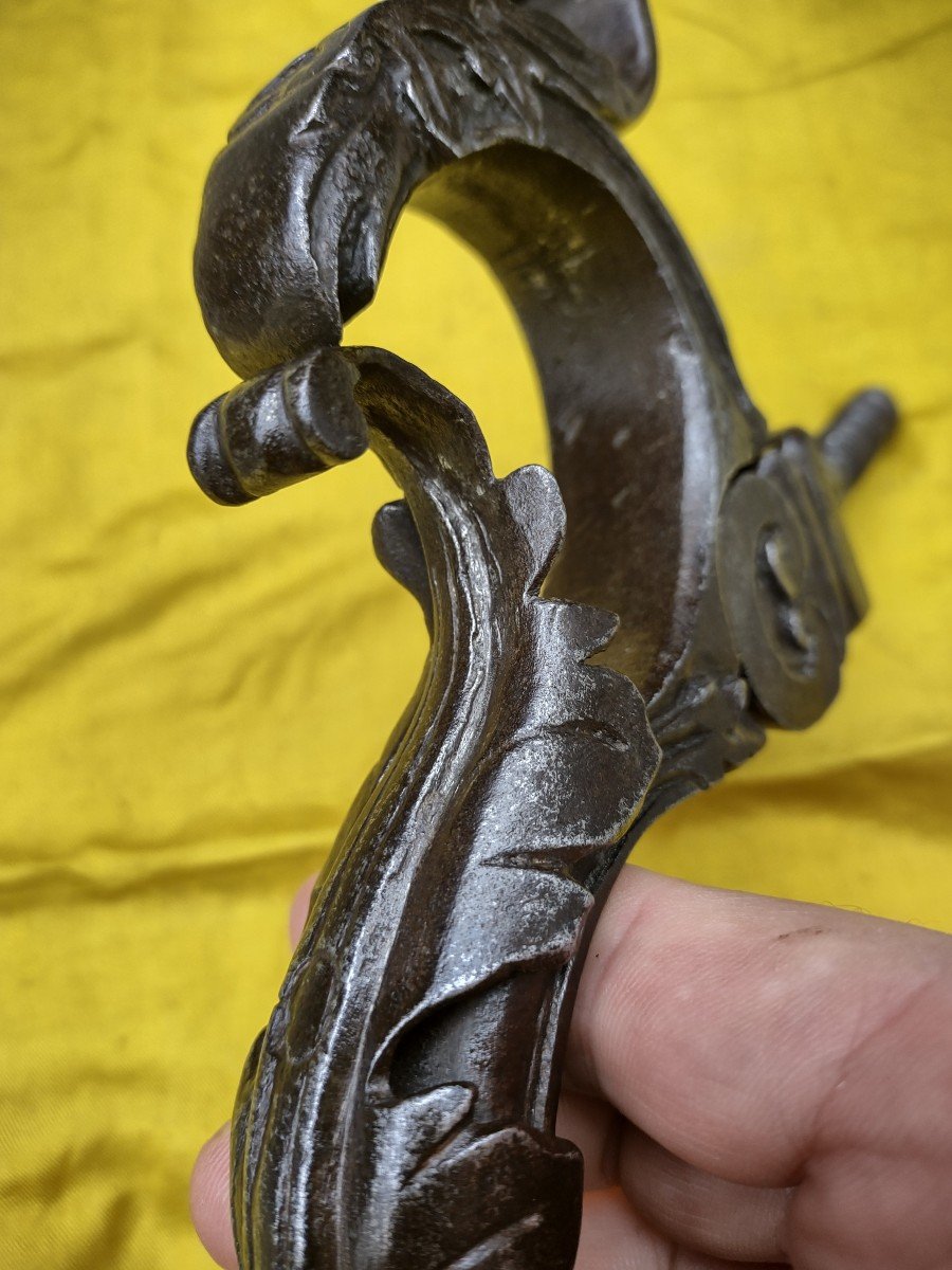 Beau Heurtoir Pendeloque En Fer Forgé XVIIe Siècle-photo-5