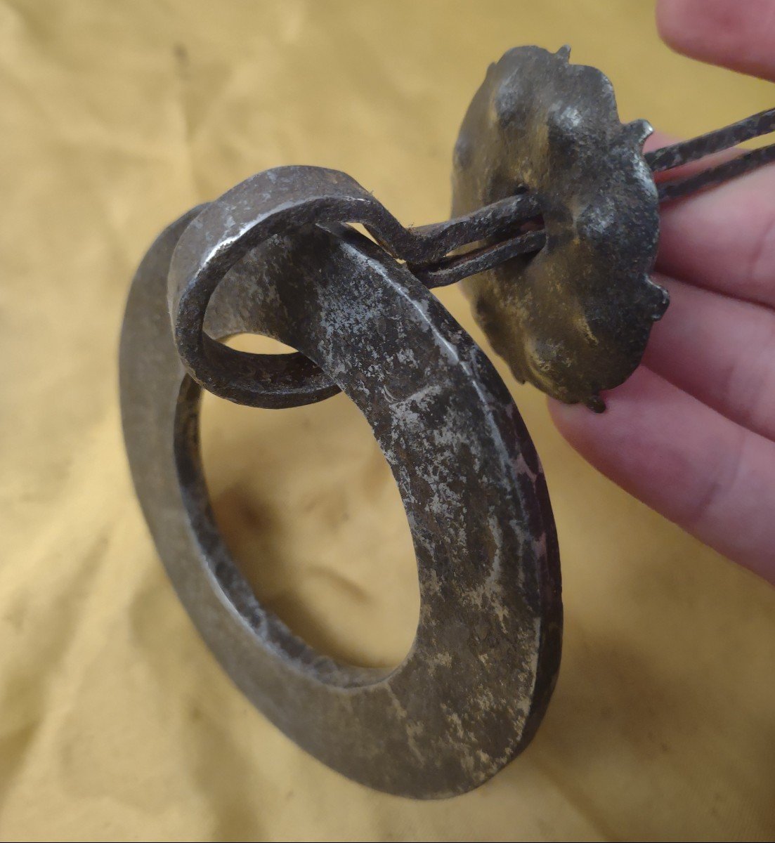 Wrought Iron Handle With Its 17th Century Rosette