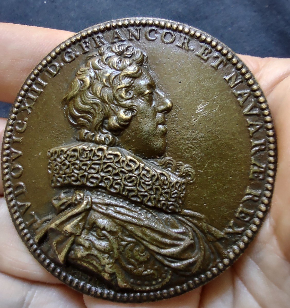 Louis XIII Médaille En Bronze Signée Par Guillaume Dupré -photo-4