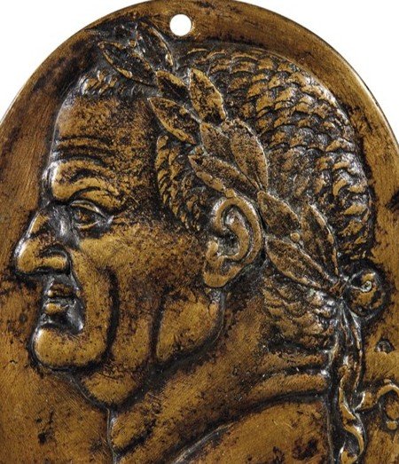 Bronze Plaque Representing Emperor Vespasiano Region Of Venice XVIth Century-photo-2