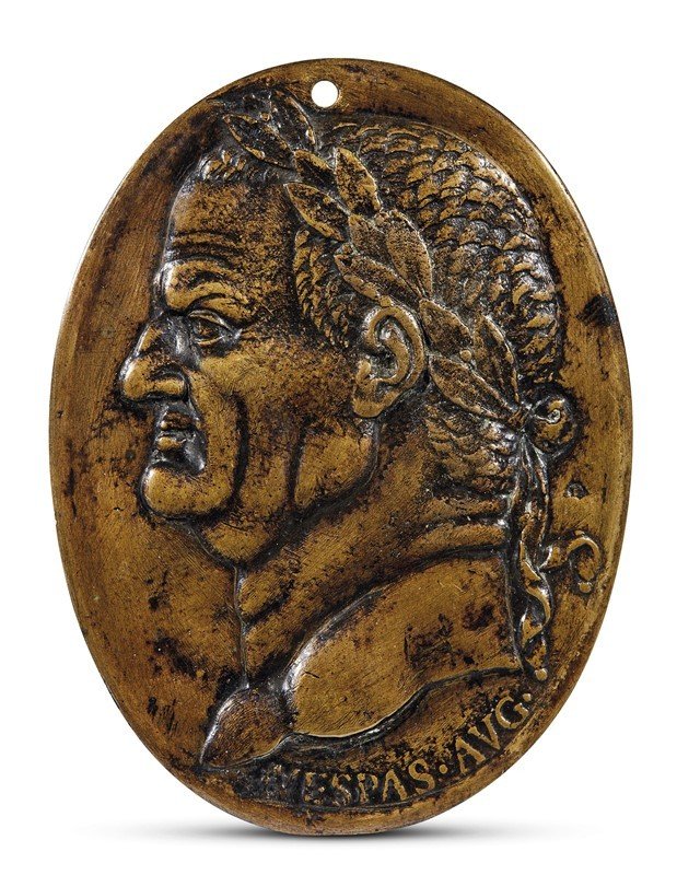 Bronze Plaque Representing Emperor Vespasiano Region Of Venice XVIth Century