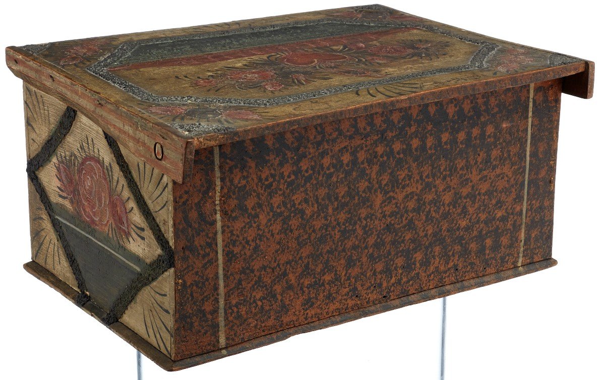 19th Century Swiss Painted Wooden Box-photo-2