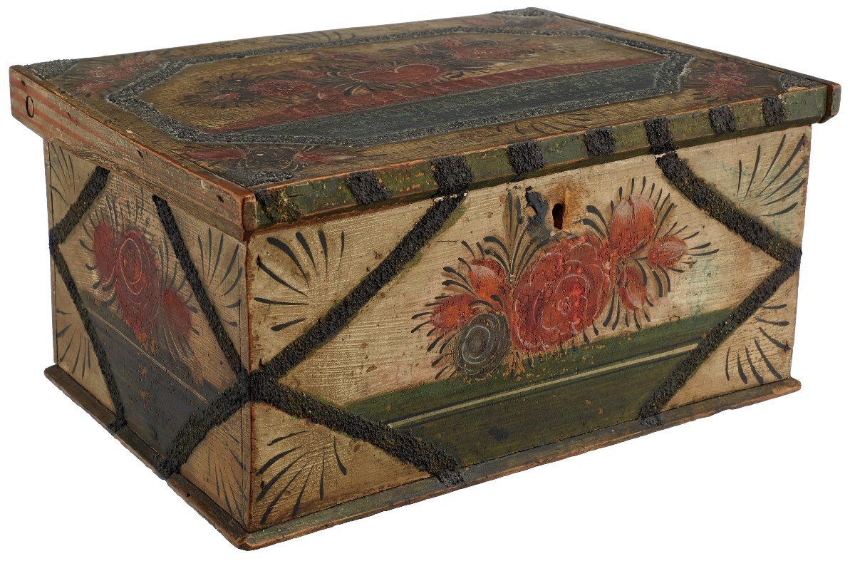 19th Century Swiss Painted Wooden Box