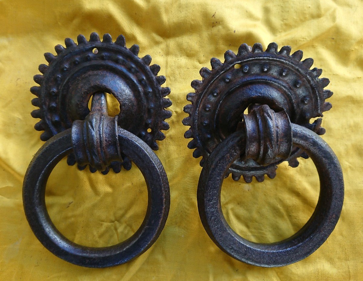 Italian Pair Of Haute époque Wrought Iron Door Knockers-photo-4