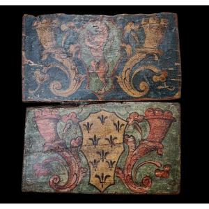 Pair Of Italian Rinascimento Painted Wooden Panels