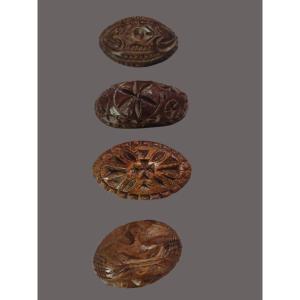 Collection De 4 Marque à Pain En Bois Sculpté 