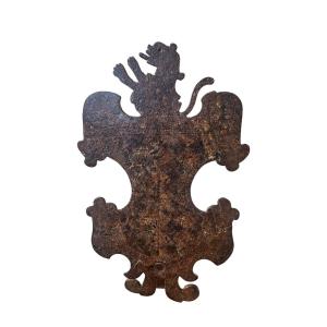 Small Painted Wrought Iron Coat Of Arms 