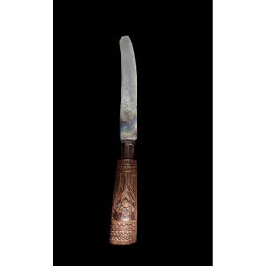 Knife With Carved Wooden Handle Solingen XIX Century