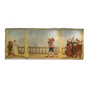 Large Gallant Scene Oil Painting Late XIX Century