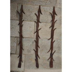 3 Wrought Iron Window Bars France XVII-xviii Century 