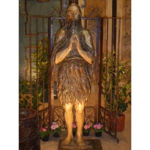 Statue en bois réprésentant Saint Onuphre Italie du Nord XV- XVI siècle