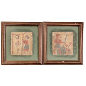 Two Miniatures Representatives Of Capital Executions Painted On Parchment Eighteenth Century