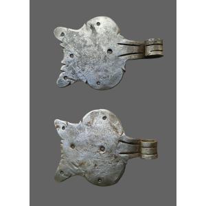 Pair Of Wrought-iron Door Hinges From The Early 18th Century