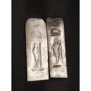 Two Different Goldenber Planer Blades Decorated With The Image Of Napoleon From The 19th Century