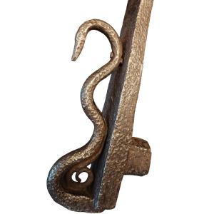 Large 17th-century Piedmontese Wrought-iron Door Knocker In The Shape Of A Snake