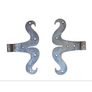 A Beautiful Pair Of 17th-century Piedmontese Wrought-iron Door Hinges