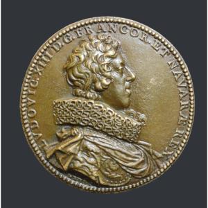 Louis XIII Médaille En Bronze Signée Par Guillaume Dupré