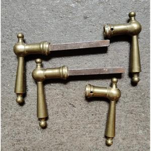 2 Pairs Of Brass Door Handles, Late 19th Century