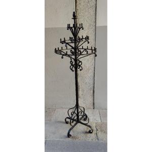 Large Iron Candlestick Holder From The Early 20th Century