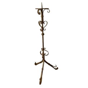 Seventeenth Century Wrought Iron Candle Pique Cm 97