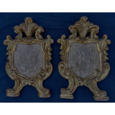 Pair Of Italian Cartagloria In Golden Wood