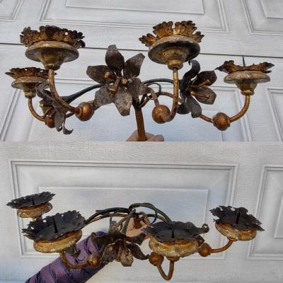 Pair Of Venetian Wall Lights In Painted Iron Eighteenth Century