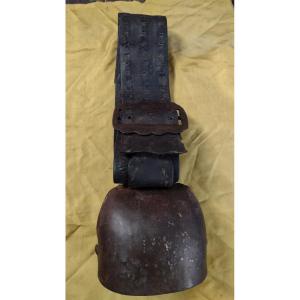 Large Iron Cow Bell With Leather Strap Nineteenth Century