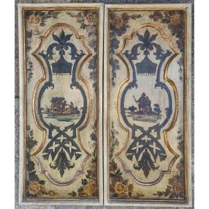 Pair Of 18th Century Painted Wooden Panels