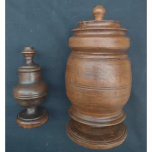 Two Boxes In Turned Wood Nineteenth Century