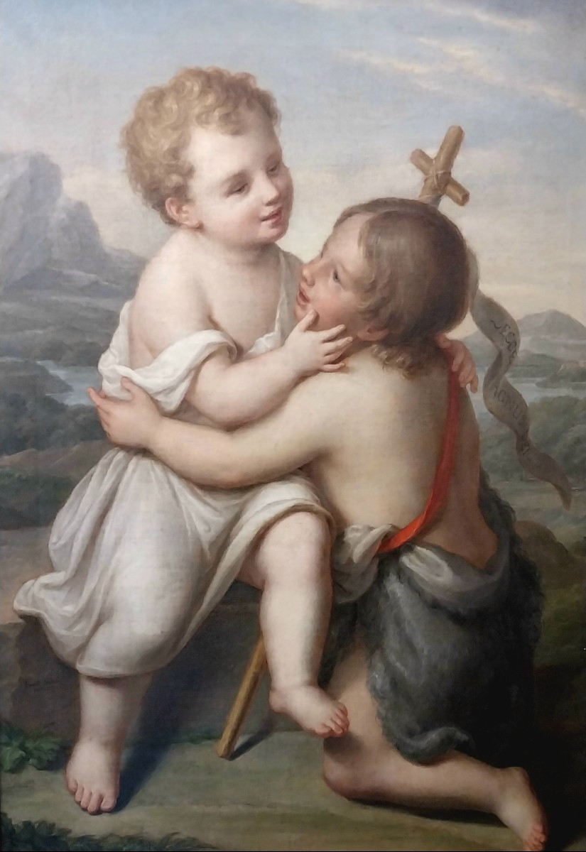 Tableau représentant l'Enfant Jésus avec saint Jean-Baptiste.-photo-1