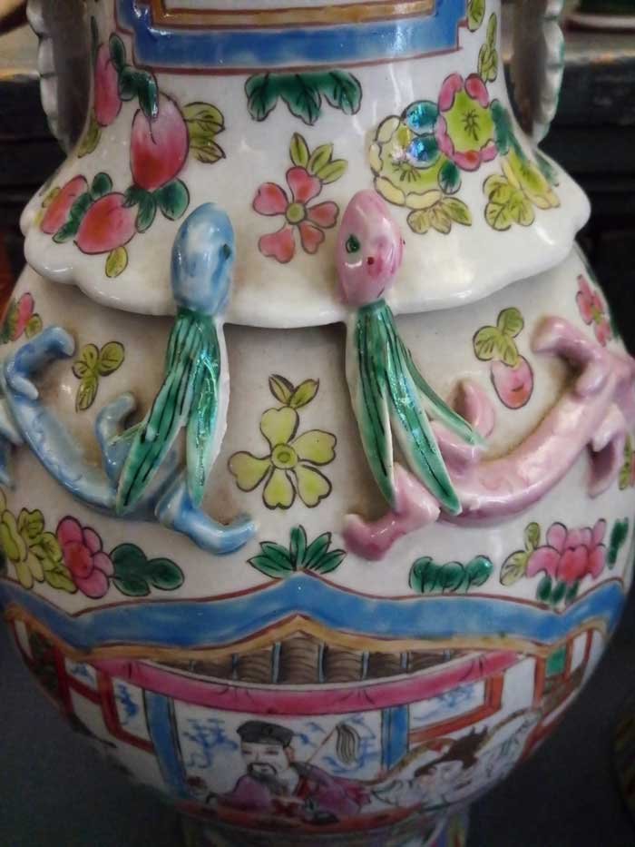 Pair Of Porcelain Vases, Canton Manufacture-photo-3