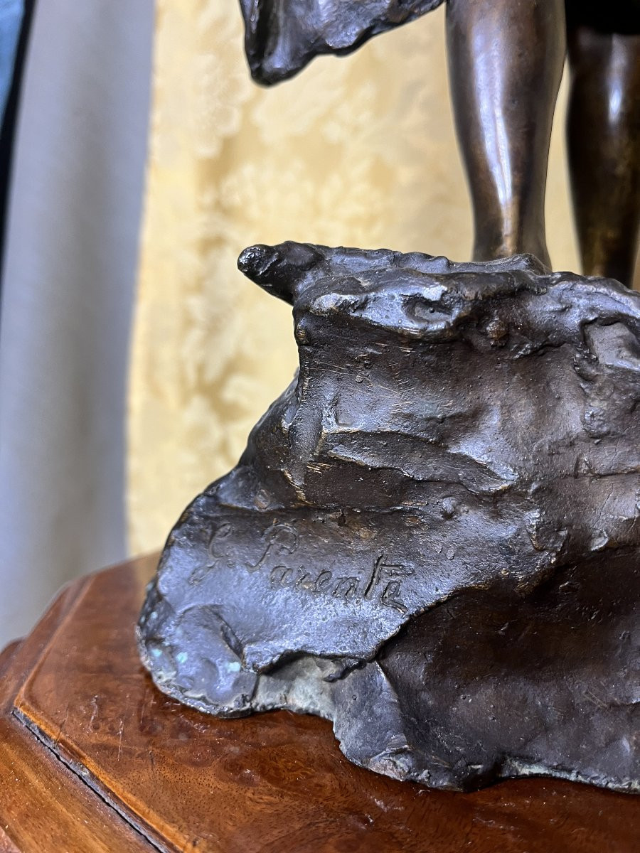 Sculpture en bronze « Traversée du ruisseau » de G. Parente-photo-2