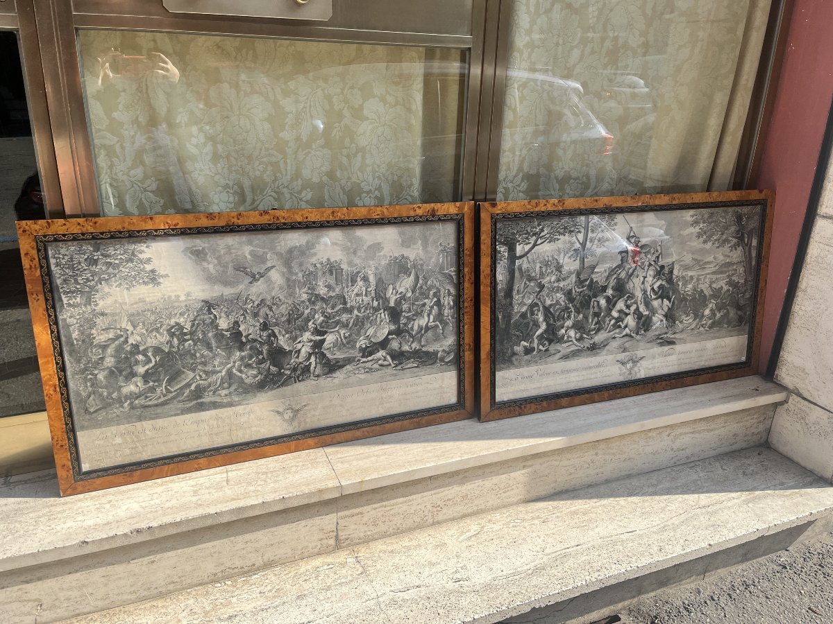 Historical Engraving Print Depicting A Battle Scene-photo-2