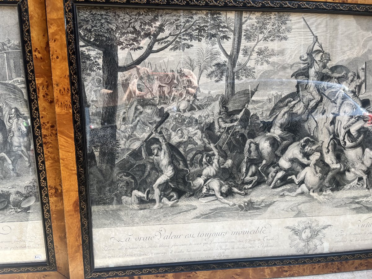 Historical Engraving Print Depicting A Battle Scene-photo-4