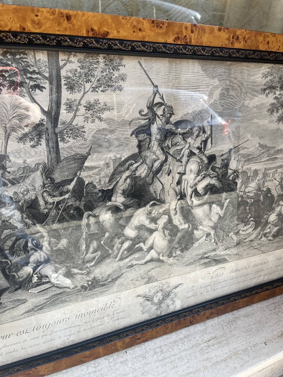 Historical Engraving Print Depicting A Battle Scene-photo-4