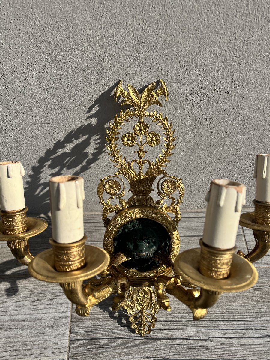 Paire d'appliques en bronze doré-photo-3